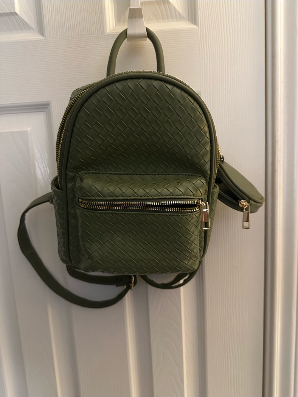 Olive Green Woven Mini Backpack - Unbranded